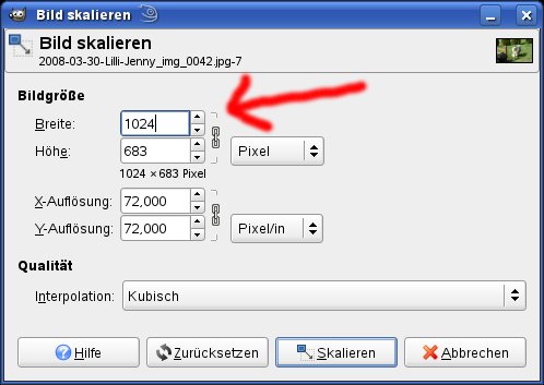 Projektfenster GIMP