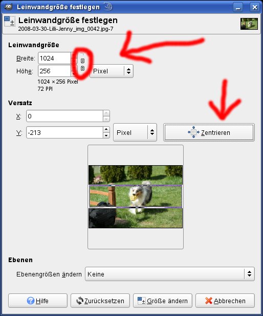 Projektfenster GIMP