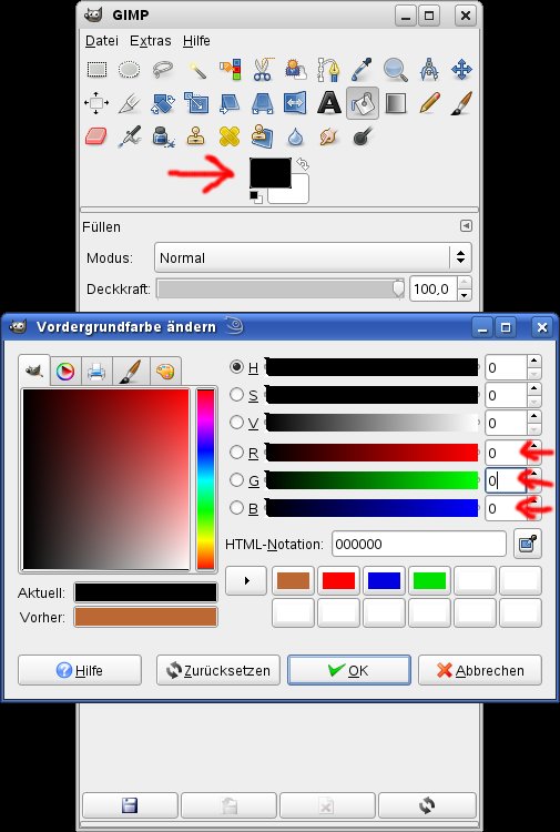 Projektfenster GIMP