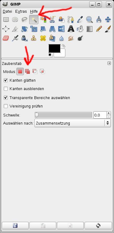 Projektfenster GIMP