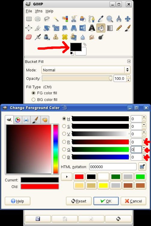 Projektfenster GIMP